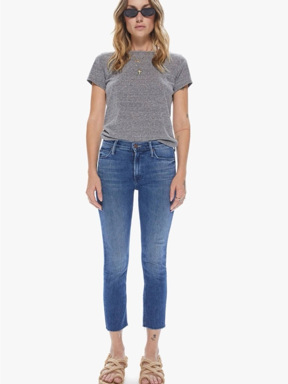Women's Mid-Rise Dazzler Crop Fray Jeans